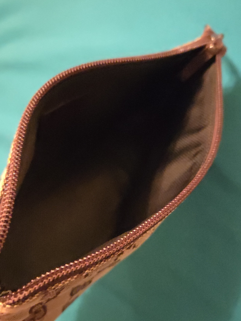 Gucci Brown Monogram Zip Pouch with Dark Brown Trim - Picture 14 of 14